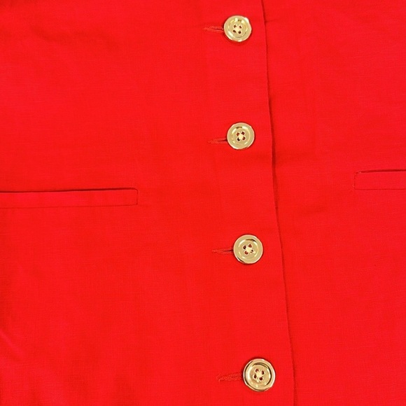 🔥NEW J. Crew Vintage Red Claudia Mini Dress in linen NWT Holidays Gold Buttons - Picture 5 of 11